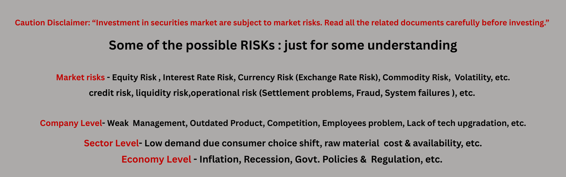 Market Risks Home